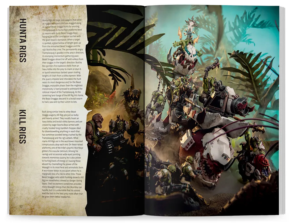 Páginas de bestiario y guías de pintura del Codex Orkos de la 11ª edición