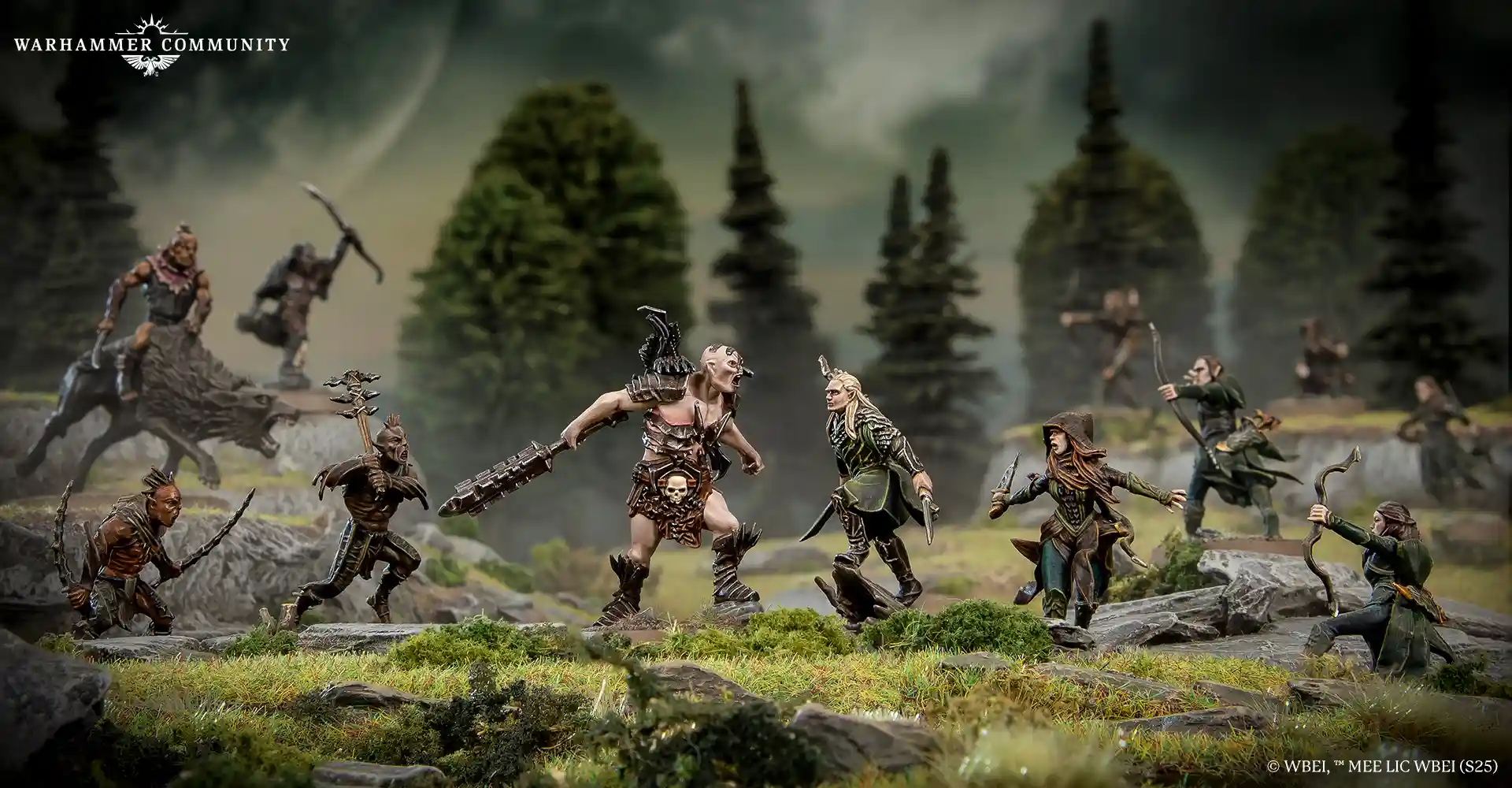 Legolas frente a bolg en el juego de miniaturas del Señor de los Anillos