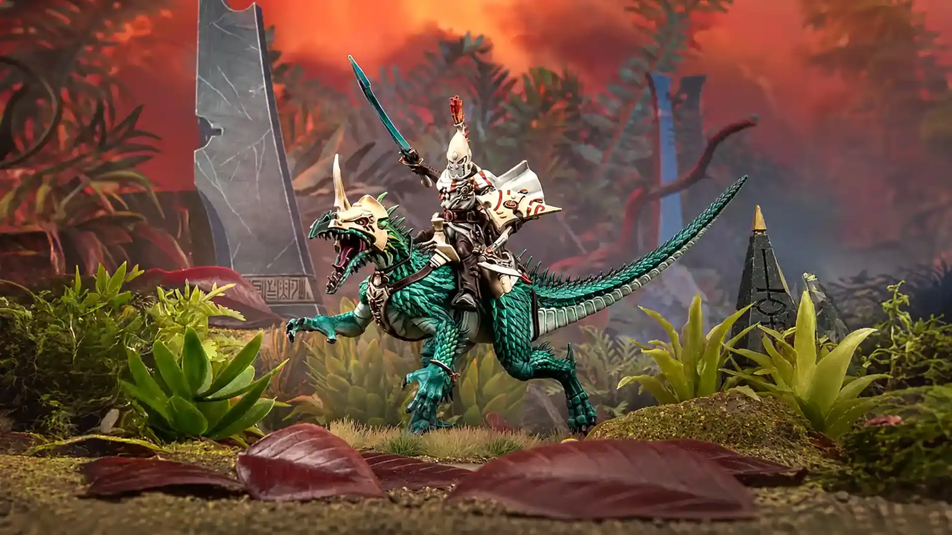 Aeldari Exodita montado en un Dracocorcel.