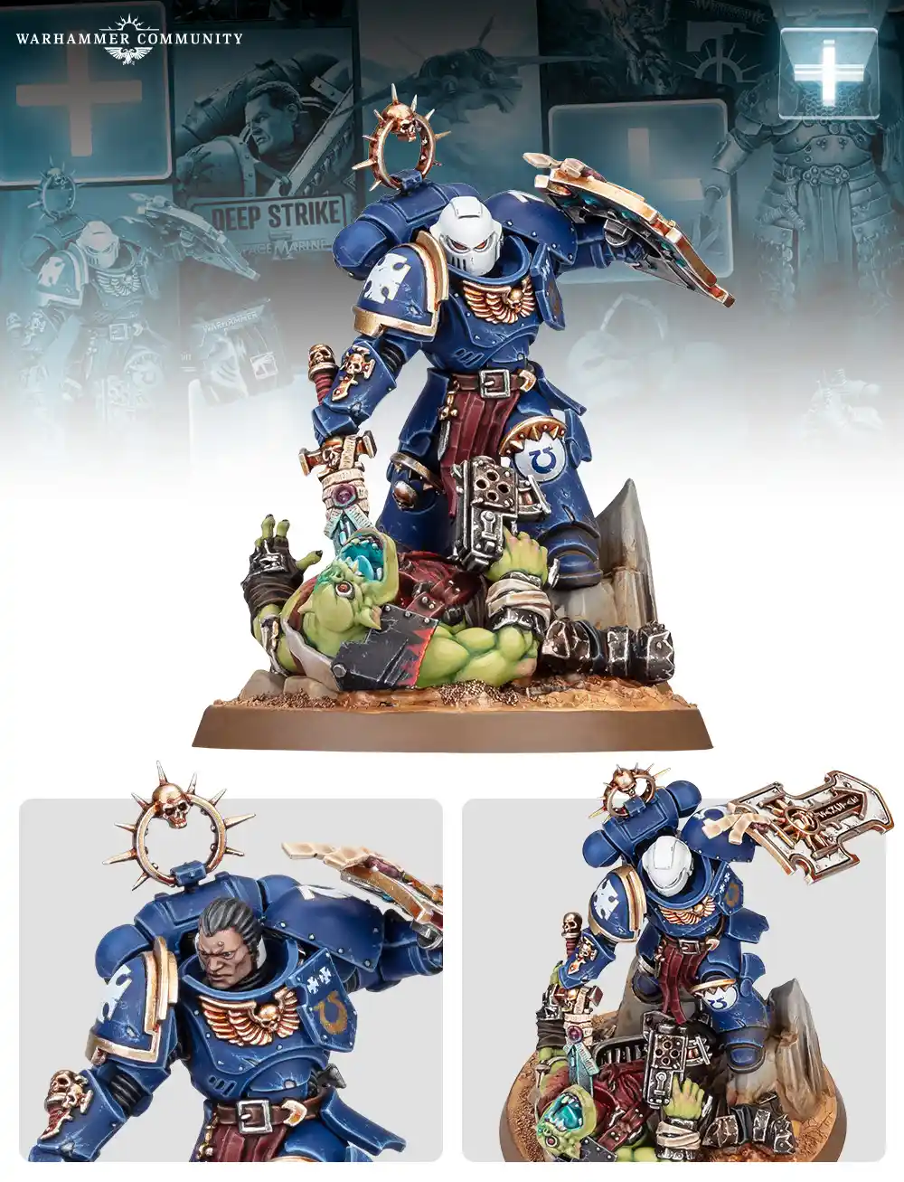 Capitán Primaris aplastando a un Orko.