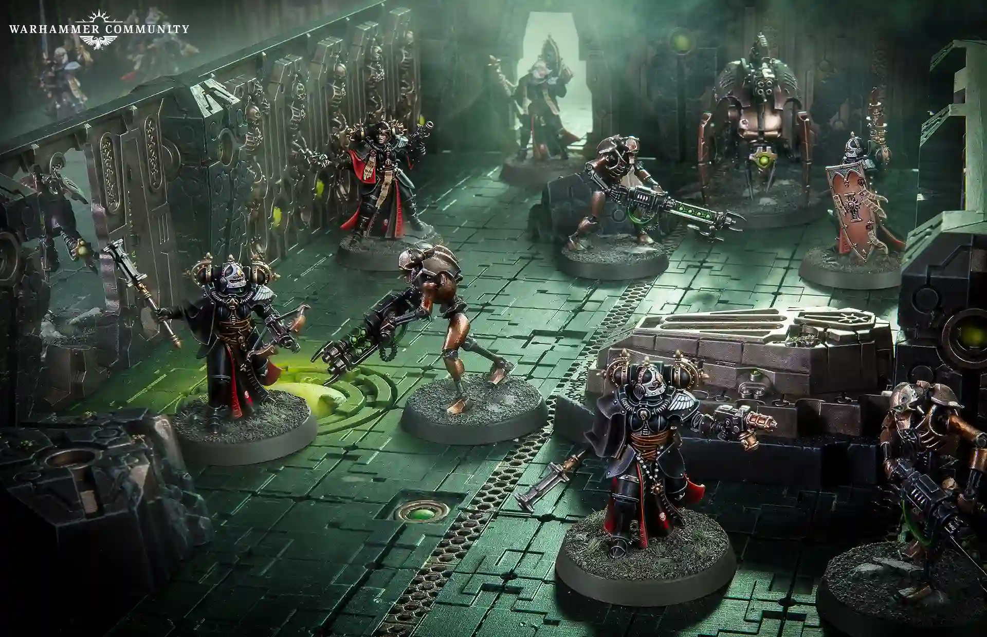 Necrones luchando contra Adepta Sororitas